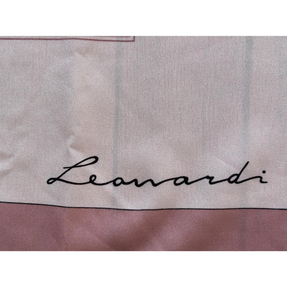 Vintage Leonard Paris Silk Scarf Geometric Pattern Pink Brown Square Neck Scarf